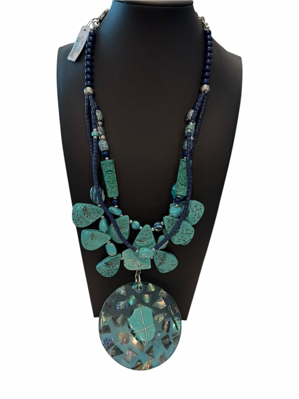 Chico’s Hera Pendant Necklace Turquoise Blue Statement Necklace NEW $55 Mermaid